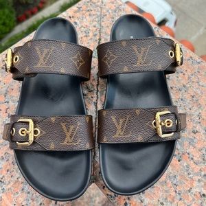 Louis Vuitton Bom Dia Monogram Flat Mule Sandals size 38